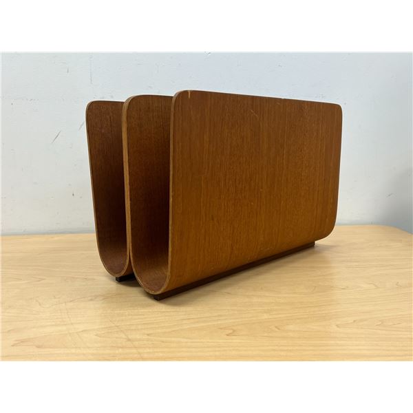 RS Canadian Teak Bentwood Magazine Rack / Holder - Approx: 16x8.25 & 10.5"T