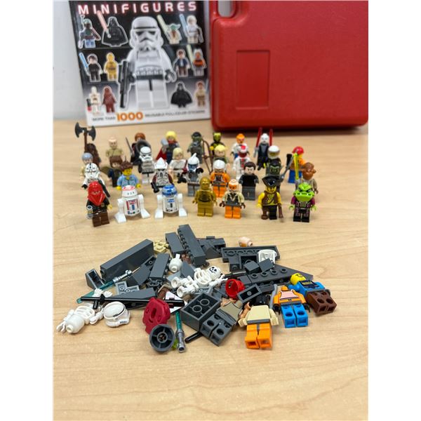 Lot of Lego Mini Figures Minifigs / Accessories / Sticker Book and Case