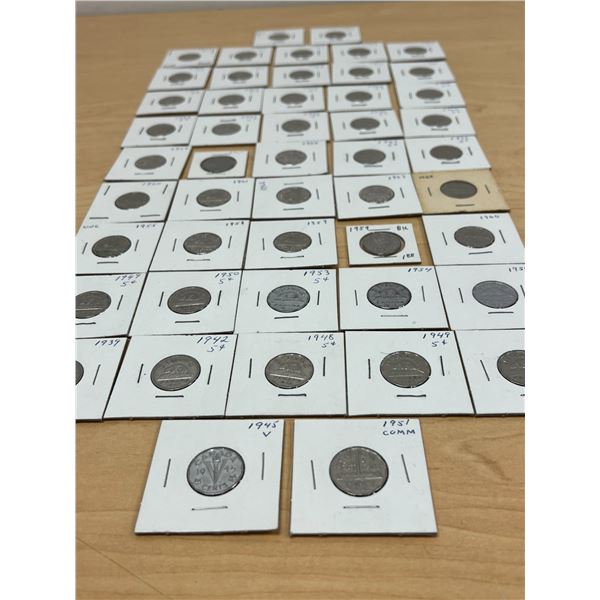 Lot of 49 Canada Five Cents Coins Nickels - see all photos