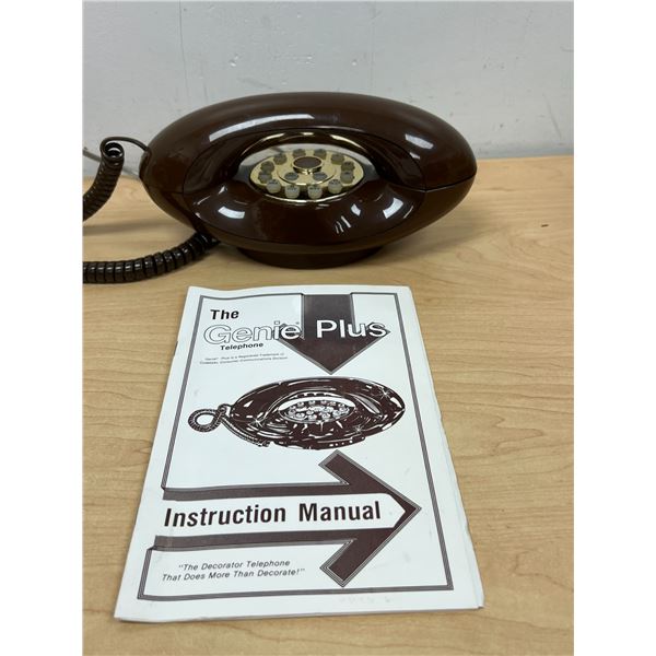Brown Vintage Retro Genie Plus Phone Telephone with Manual - not tested