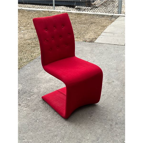 Red Modern Button Back Cantilever Dining / Side Chair  - see all photos