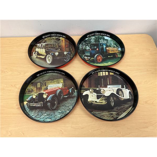 4 Vintage General Tire Beer / Serving Trays 12" NICE