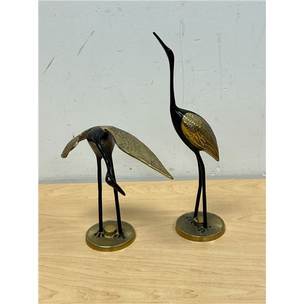 Brass & Black Painted Crane Décor figures - taller approx: 12"