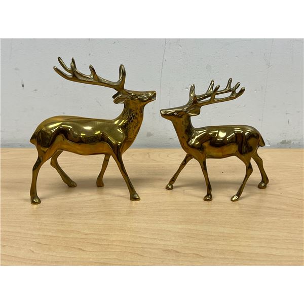 Nice Brass Deer Figures - larger approx: 5"W 5.5"T