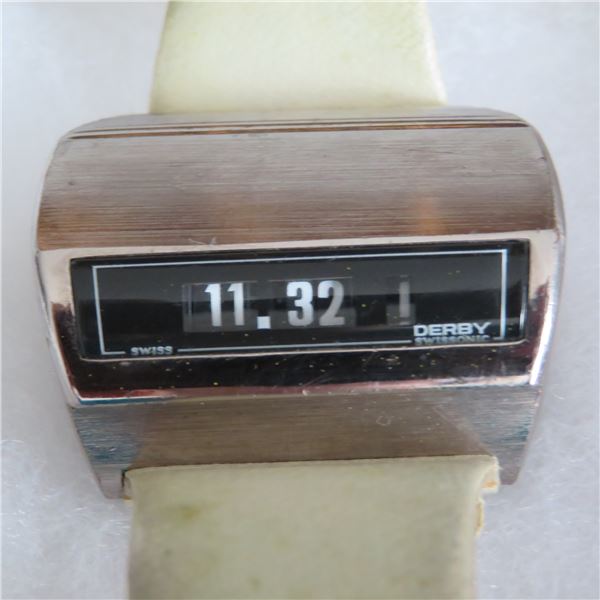 Retro 1970's Swissonic Jump Minute DERBY SA Digital watch - see photos/description