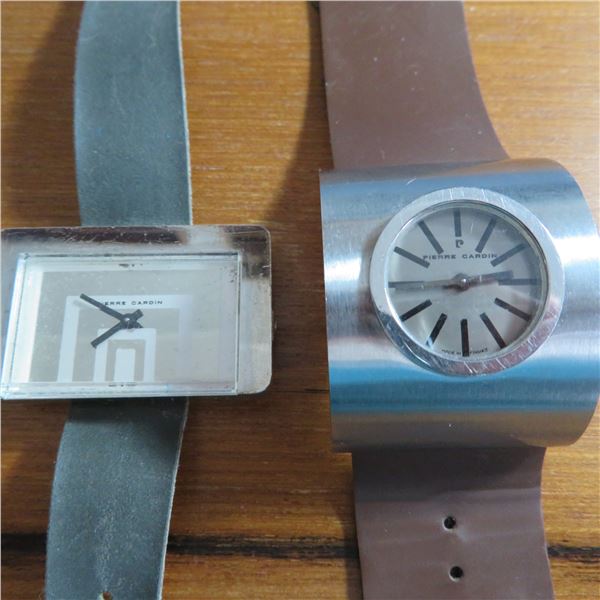 Two very unique Pierre Cardin vintage watches.  These are wind up watches.  Tested & working.