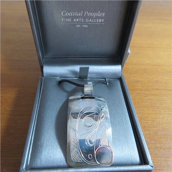 Beautiful silver pendant on cord from Costal Peoples Fine Arts Gallery in BC see photos/description