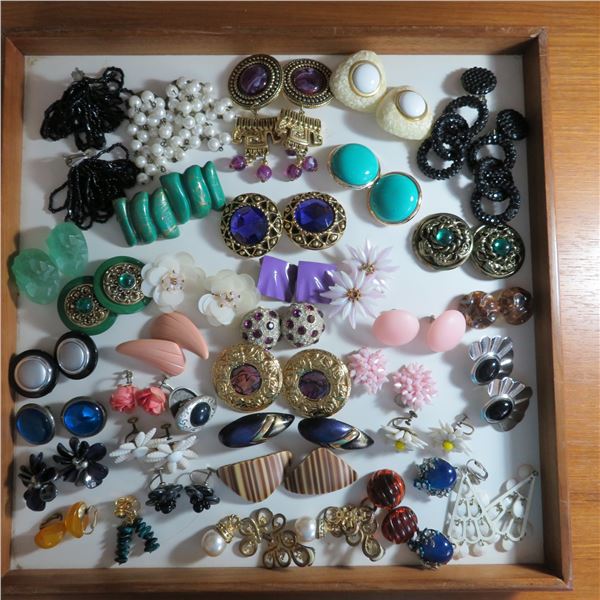 37 pairs of vintage clip on earrings - retro fun!