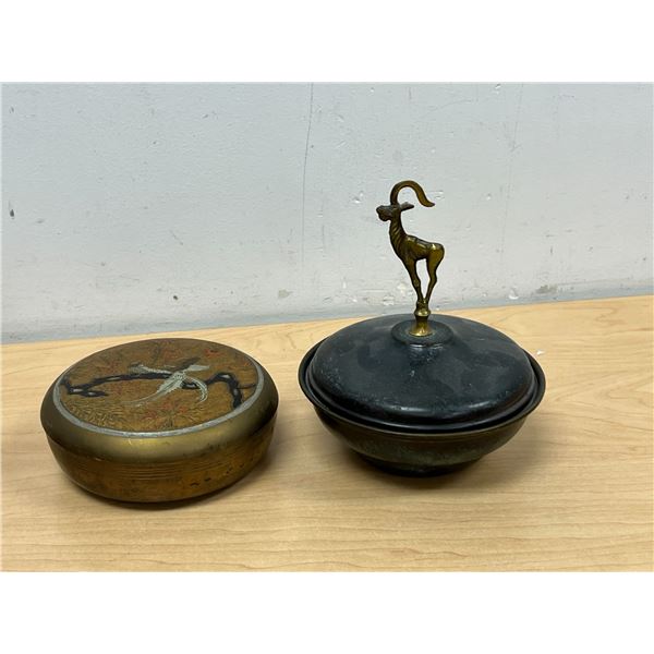 Vintage Brass or Similar Trinket / Storage Boxes - Larger 5.25"W