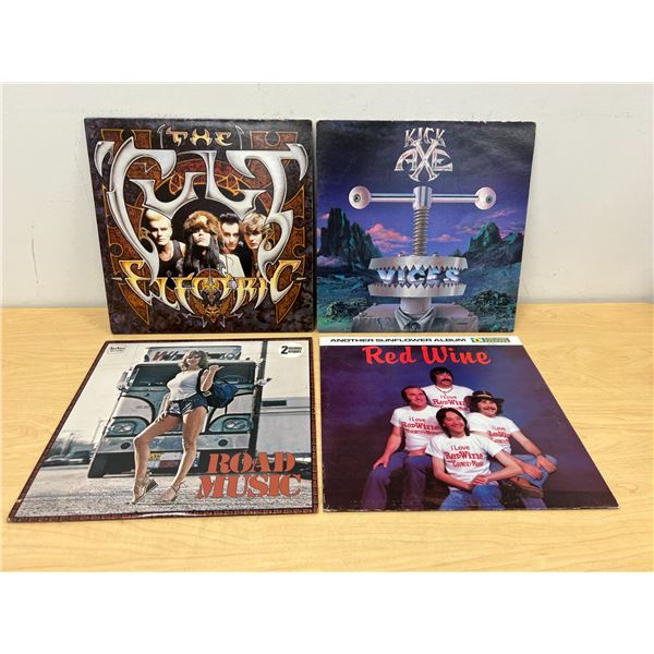 4 Vinyl LP Records - The Cult / Kick Axe / Red Wine / Road Music