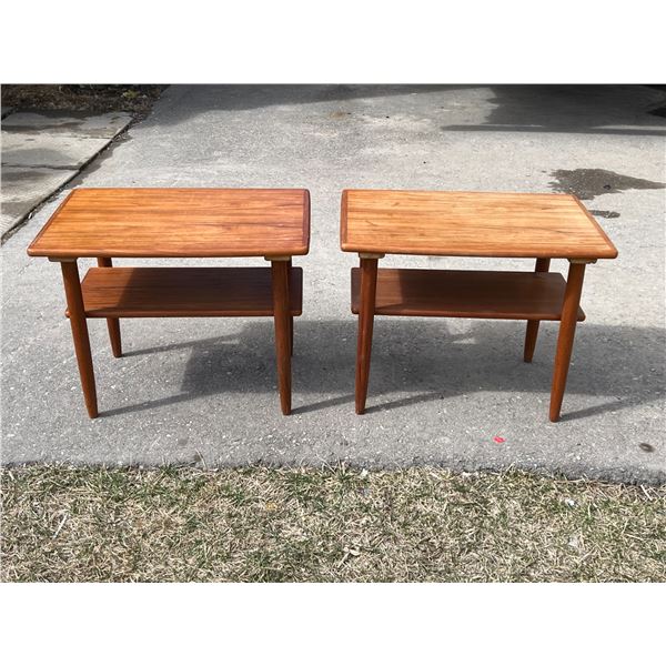 2 Mid Century Teak End / Side Tables - Approx: 25.5x17.5 & 19.5"T (see all photos)