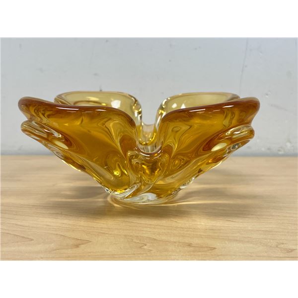 Signed Chalet Art Glass Ashtray - Approx: 8.5"W 3.5"T
