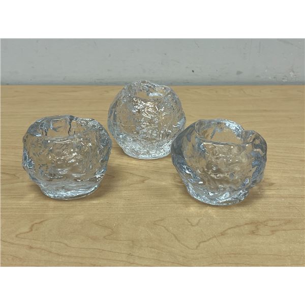 3 Heavy / Thick Textured Glass Votive Holders