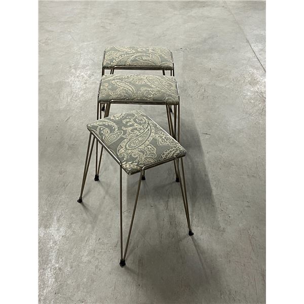 3 Hairpin Leg Stacking Stools 14.5 x 10 & 17"T