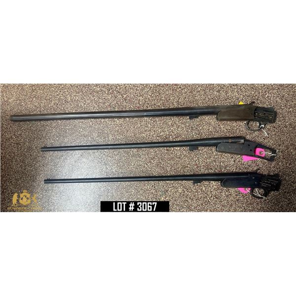 LOT OF 3, SINGLE SHOT SHOTGUNS 12GA & 410GA - FOR PARTS OR PROJECT