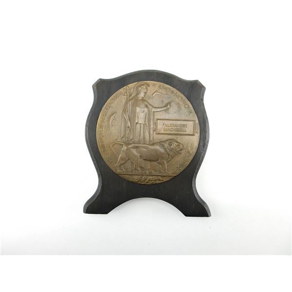 WWI CANADIAN NAMED MEMORIAL PLAQUE