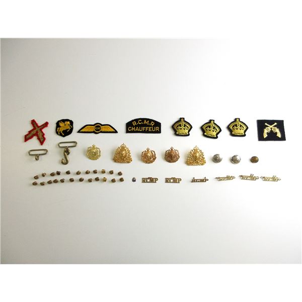 ASSORTED WWI / WWII ERA RCMP BADGES, BUTTONS, ETC. LOT