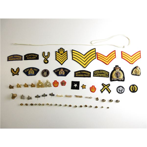 ASSORTED RCMP BADGES, BUTTONS, ETC. LOT