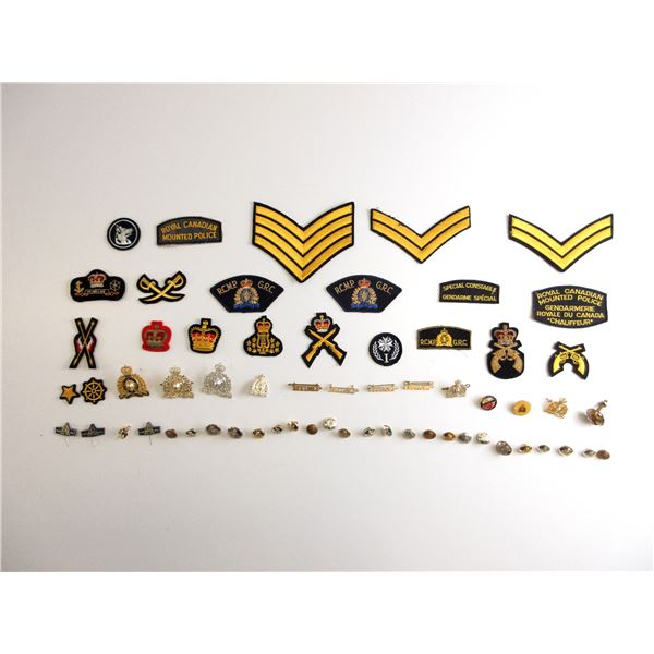 ASSORTED RCMP BADGES, BUTTONS, ETC. LOT