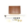 Image 1 : LOCKABLE WOODEN STORAGE BOX, TRIGGER LOCKS AND GUN CLEANING ACCESSORIES LOT