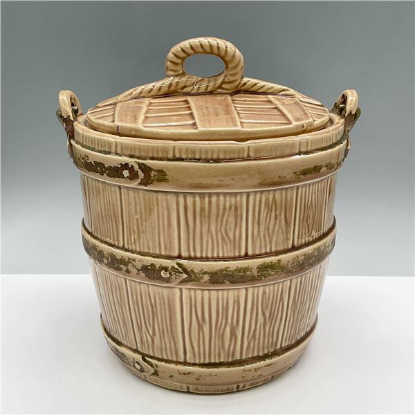 McCoy Cookie Jar with Lid, Barrel Basket Bucket