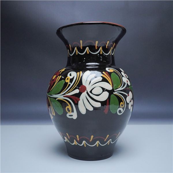 Hand-Painted Ceramic Vase with Floral Motif