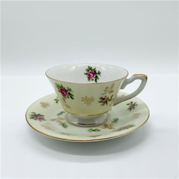 Porcelain Cup and Saucer, Floral Gilt Design