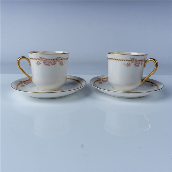 2pc Pope-Gosser China Demitasse Cup & Saucer Set, Floral
