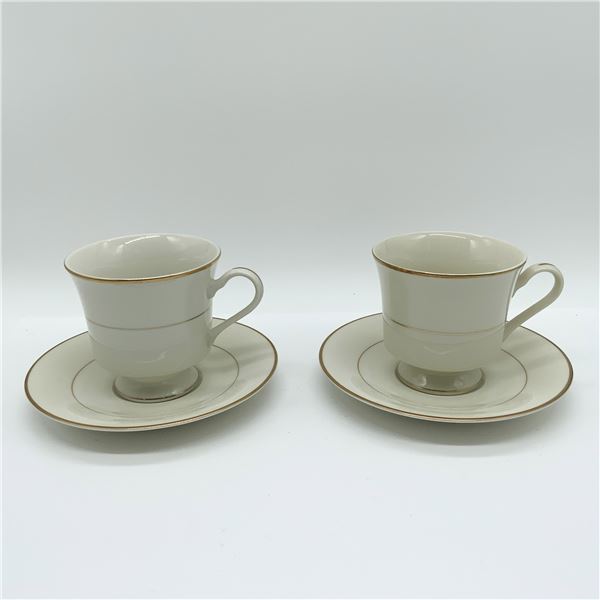 4pc Ivory Elegance by Ranmaru Dynasty Teacups and Saucers, Japan