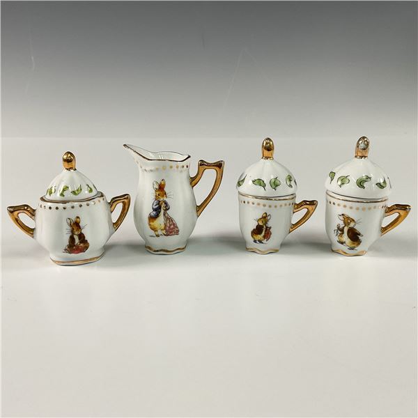 4pc Peter Rabbit and Benjamin Bunny Miniature Cafe Set