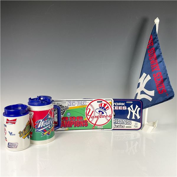 5pc MLB World Series Mugs, License Plates, and Car Flag