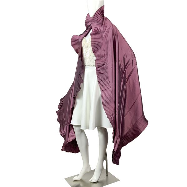 Wide Purple Satin Pleated Ruffle Table Runner