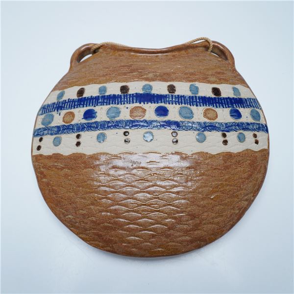 Signed Handmade Ceramic Wall Pocket with Rope Hanger
