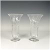 Image 1 : Pair of Clear Daisy Patterned Glass Vases