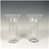 Image 2 : Pair of Clear Daisy Patterned Glass Vases