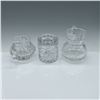 Image 2 : 3pc Cut Crystal Tableware, Small Pitcher, Sugar, Candy Dish