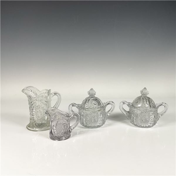 4pc Glass Creamers and Sugar Bowls with Lids