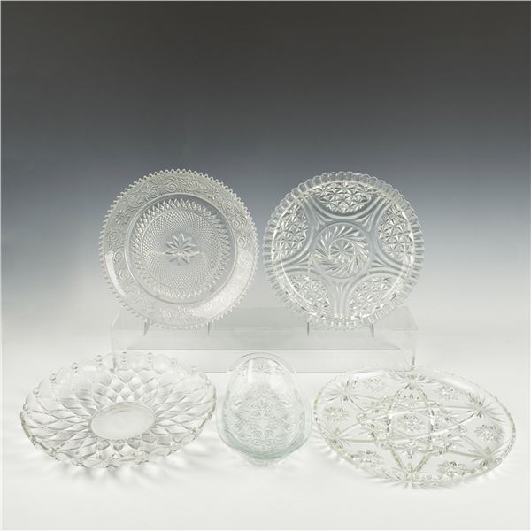 5pc Large Glass Plates and Salad Bowl