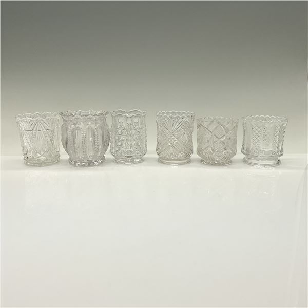 6pc Early Pattern Glass Toothpick Holders