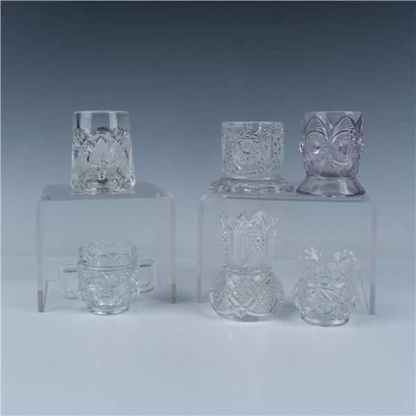 6pc Pattern Glass Toothpick Holders