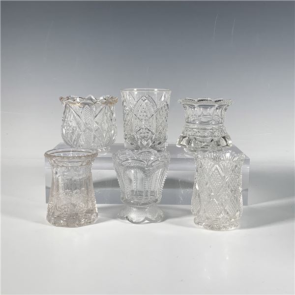 Set of 6 Miniature Cut Glass Vases