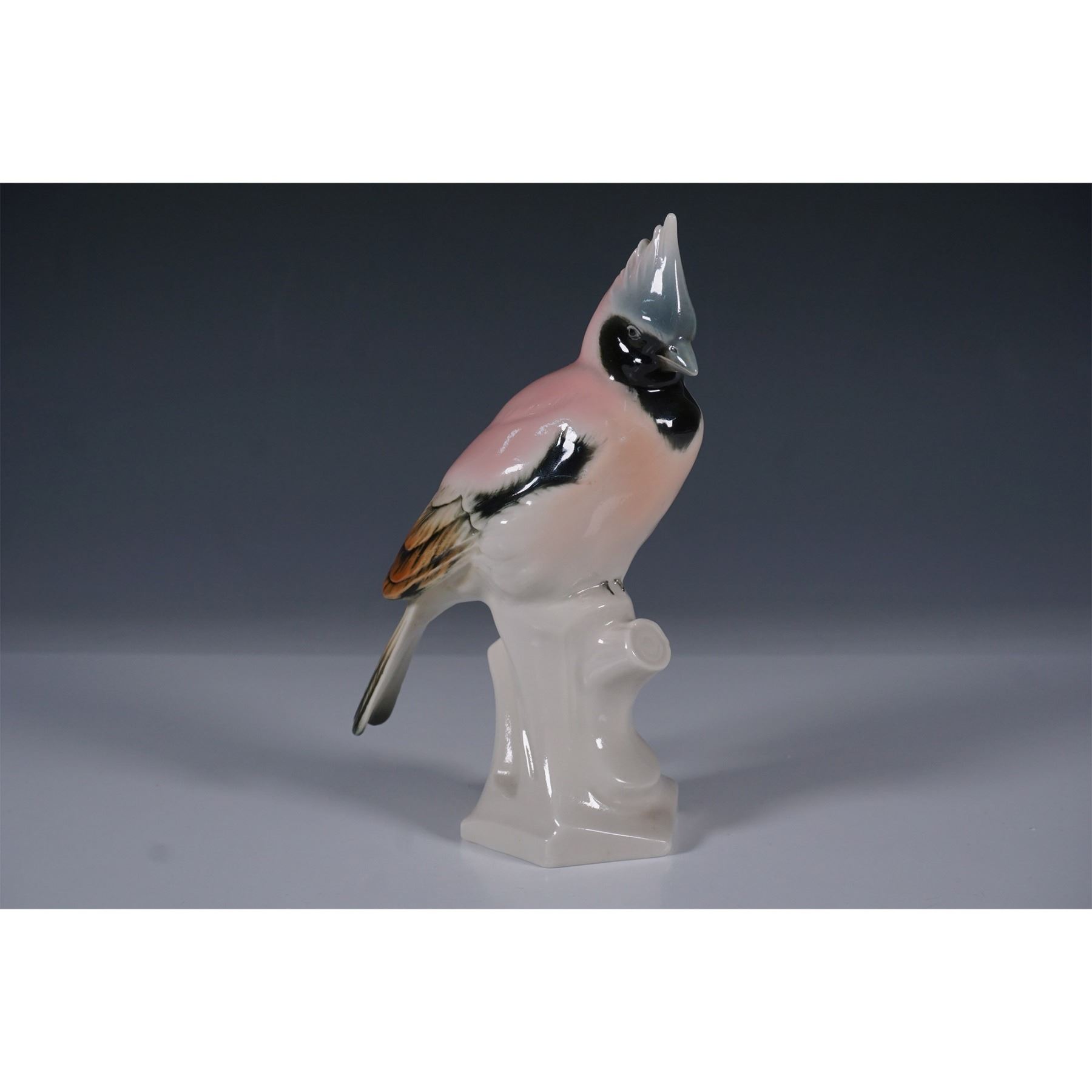 Volkstedt German Porcelain Figurine, Pink Bird