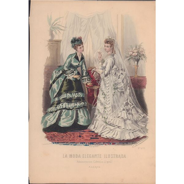 9pc Spanish Fashion Engravings, La Moda Elegante Ilustria