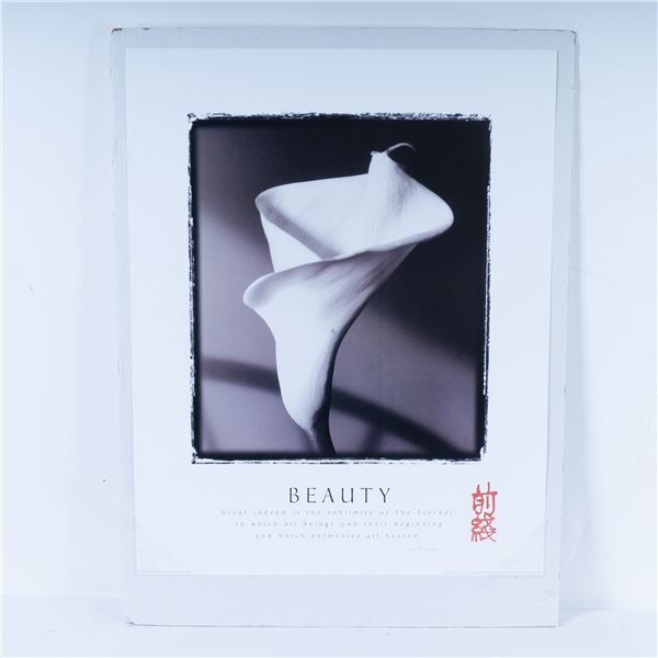 Contemporary Black & White Poster Lily w/ Tao Te Chin Quote