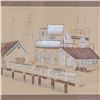 Image 2 : Dennis Alton, Mixed Media on Paper, Harbor Scene, Signed