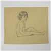Image 1 : Original Graphite Drawing on Paper, Nude of a Sitting Girl