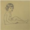 Image 2 : Original Graphite Drawing on Paper, Nude of a Sitting Girl