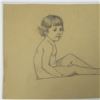 Image 4 : Original Graphite Drawing on Paper, Nude of a Sitting Girl