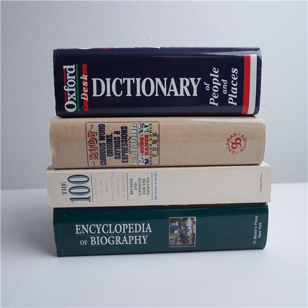 Set of 4 Reference Books on Language, Biography, and History