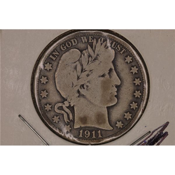 1911-S SILVER BARBER HALF DOLLAR